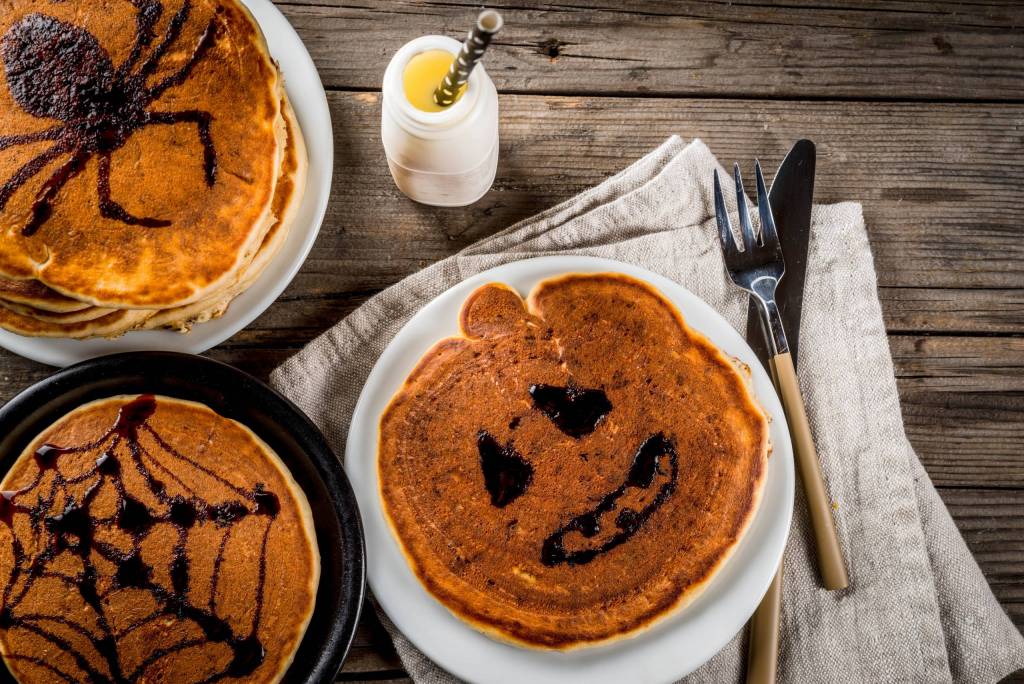 Make your pancakes savory for dinner and add a Halloween twist!